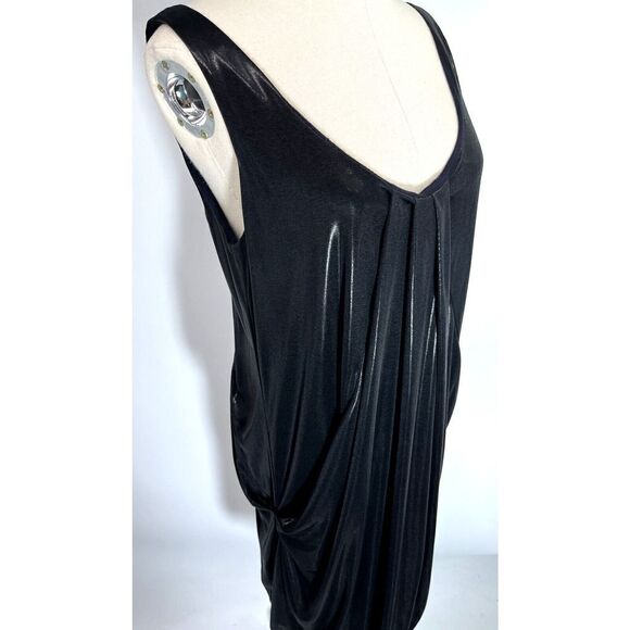 Diane Von Furstenberg LBD Black Liquid Dress Size 8 Lesley DVF Goth Punk Witchy - Picture 5 of 15